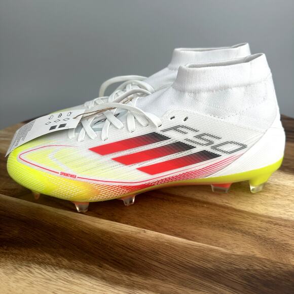 Adidas F50 Pro Mid FG Soccer Cleats Womens Size 7 Solar Pack White IE1462 NEW - Picture 3 of 8
